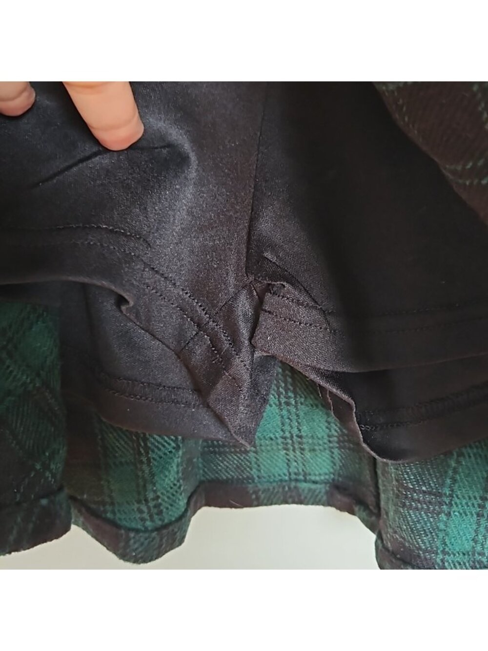 Green Plaid Mini Skirt w/Lace-Up Tie- S - Picture 3 of 7